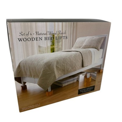 Wooden Bed Lifts Risers By Bed Bath And Beyond 4.4 x 4.4 x 3.8 New Open Box