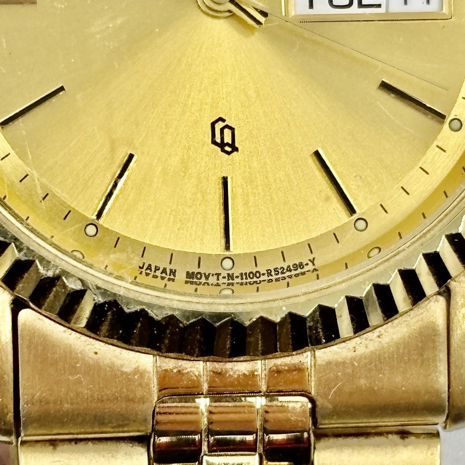 Citizen Quartz Gold Tone Day Date男士腕表不锈钢背面日本机芯 — 第 4/4 张图片