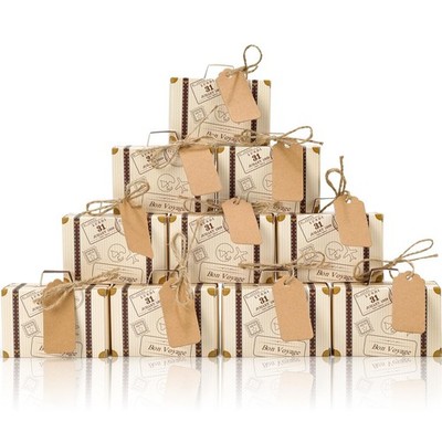 VGOODALL 50PCS Mini Suitcase Party Favor Box, 1 Count (Pack of 50), Brown 