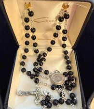 CREED Clear Crystal Boy's First Communion Rosary New In Box NIB