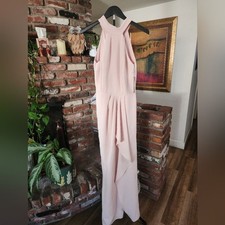 Vera Wang White Blush Mock Neck High Low Dress