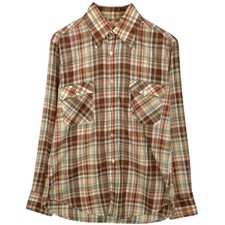 Used 1970'S Levi's long-sleeved Western shirt with check pattern men's size ...