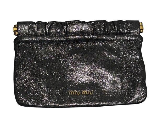 Miu Miu Silver Metallic Pouch Purse Clutch Bag ~ Free Postage - Luxury Designer