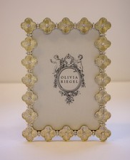 Olivia Riegel Crystal "Gold Clover" 4x6 Photo Frame New in Box