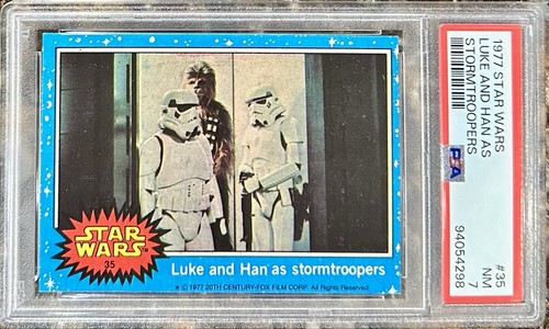 1977 Topps Star Wars #35 Luke and Han as stormtroopers — PSA 7