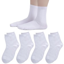 YKYUASD 4 Pack Little Kids Socks Boys Girls Soft Cotton Medium, White