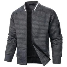 New Mens Long Sleeve Zipper Jacket Coats Stand Up Sweatshirts Outdoor Streetwear