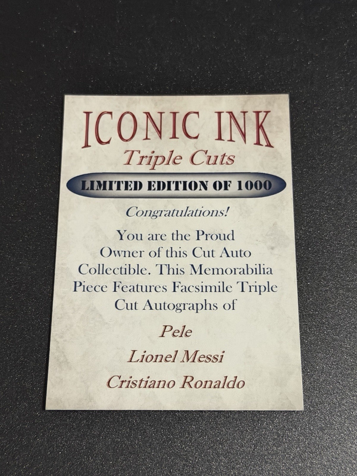 iconic ink triple cuts pele lionel messi cristiano ronaldo /1000 facs auto view 2