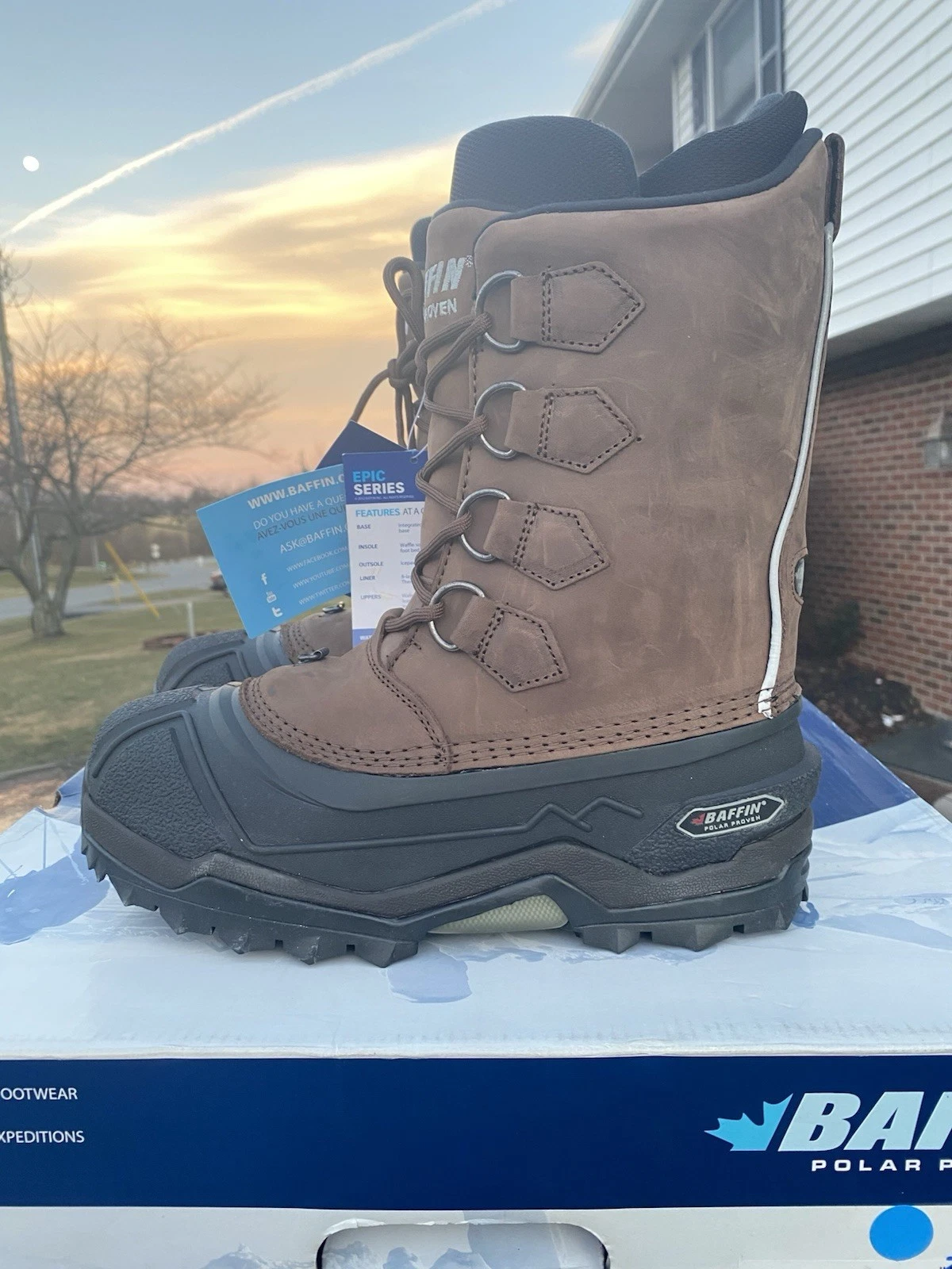 New Baffin Polar Proven Control Max Mens Boots Size 7 Worn Brown EPIC-M004