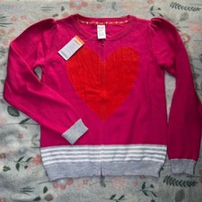 Gymboree Zip-Up Heart Sweater Cardigan L - Re...
