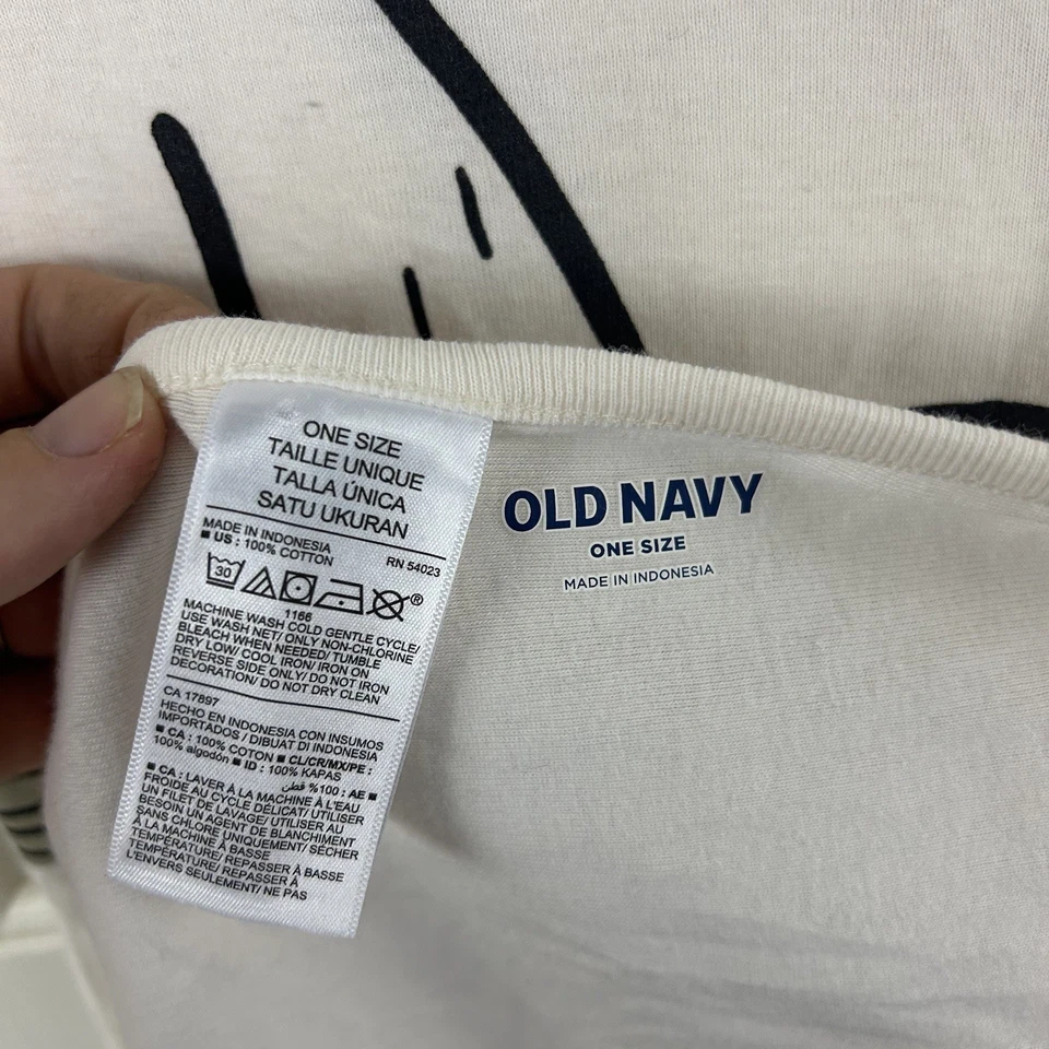 Old Navy Teddy Bear Baby Manta Crema Blanco Negro Algodón Elástico Jersey Foto 3 de 4