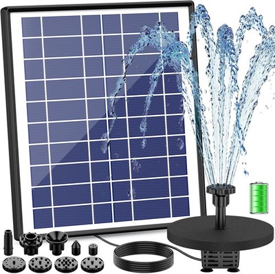 Solarbetriebene Wasserpumpe mit 1500 mAh Akku 6.5 W Panel