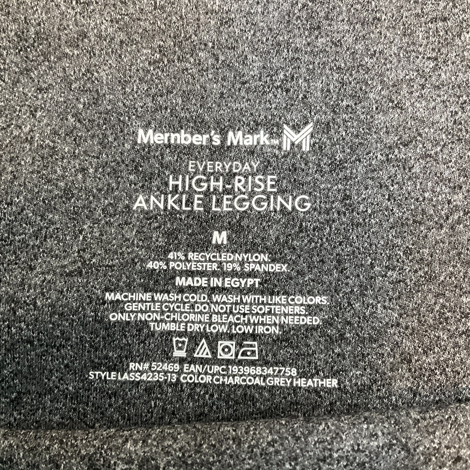 Members Mark Ankle Leggings Womens Size M Black Gray High Rise Stretch 2 Pair