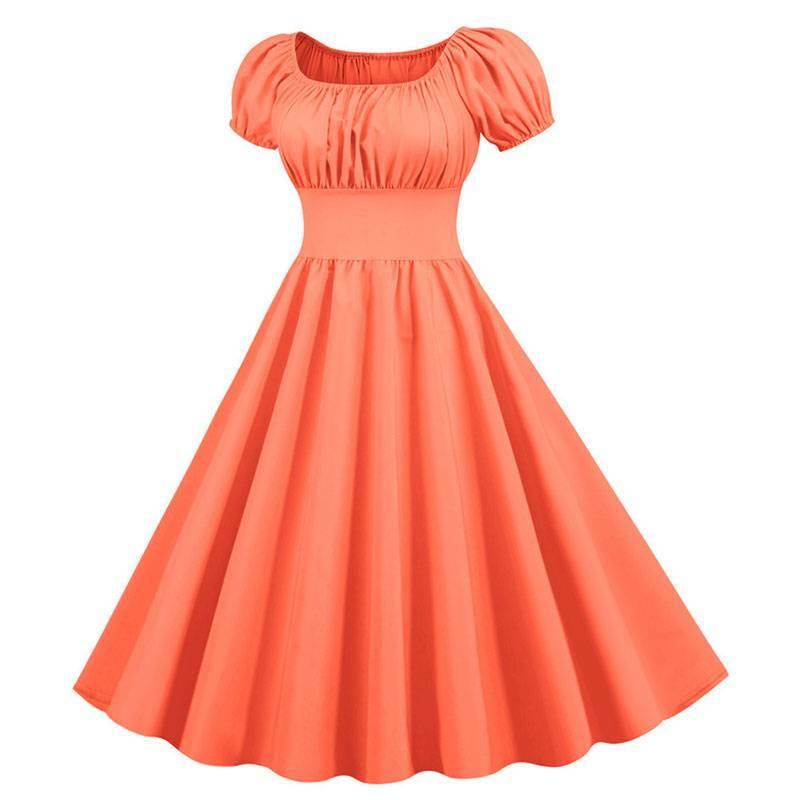 50s skater dress Womens 50s 60s Vintage Solid Skater Dress Evening Rockabilly Party Swing Dresses