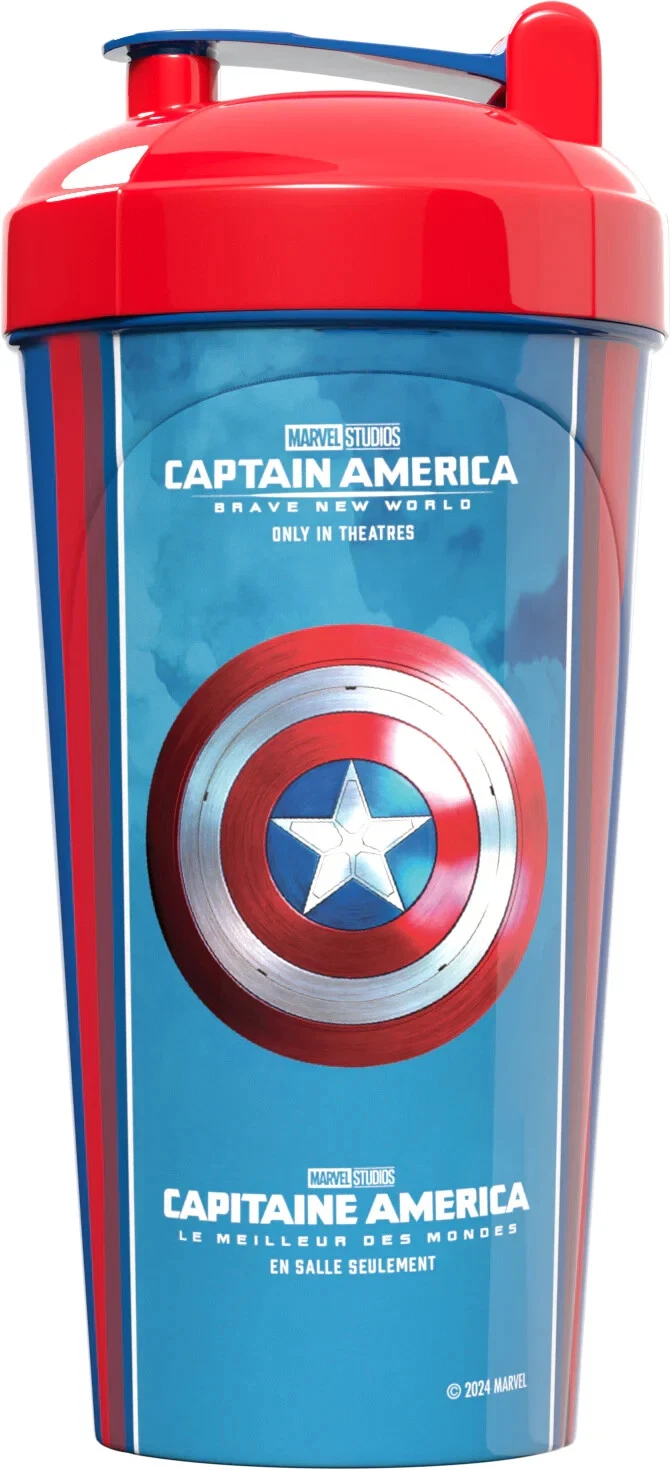 Perfect Sports Captain America Shaker Secure Lid Leak Proof Blue 700ml NEW