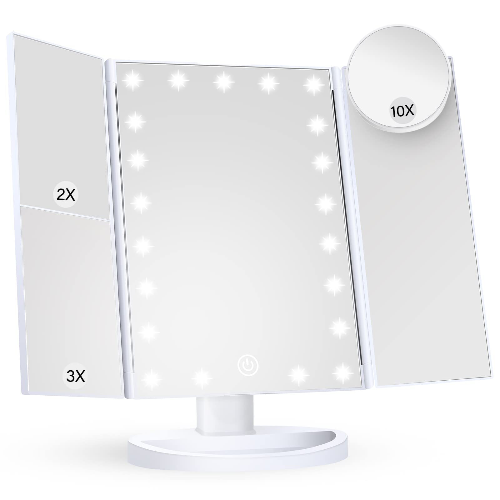 HUONUL LED Vanity Mirror with 2X 3X 10X Magnification and Adjustable Lights-image