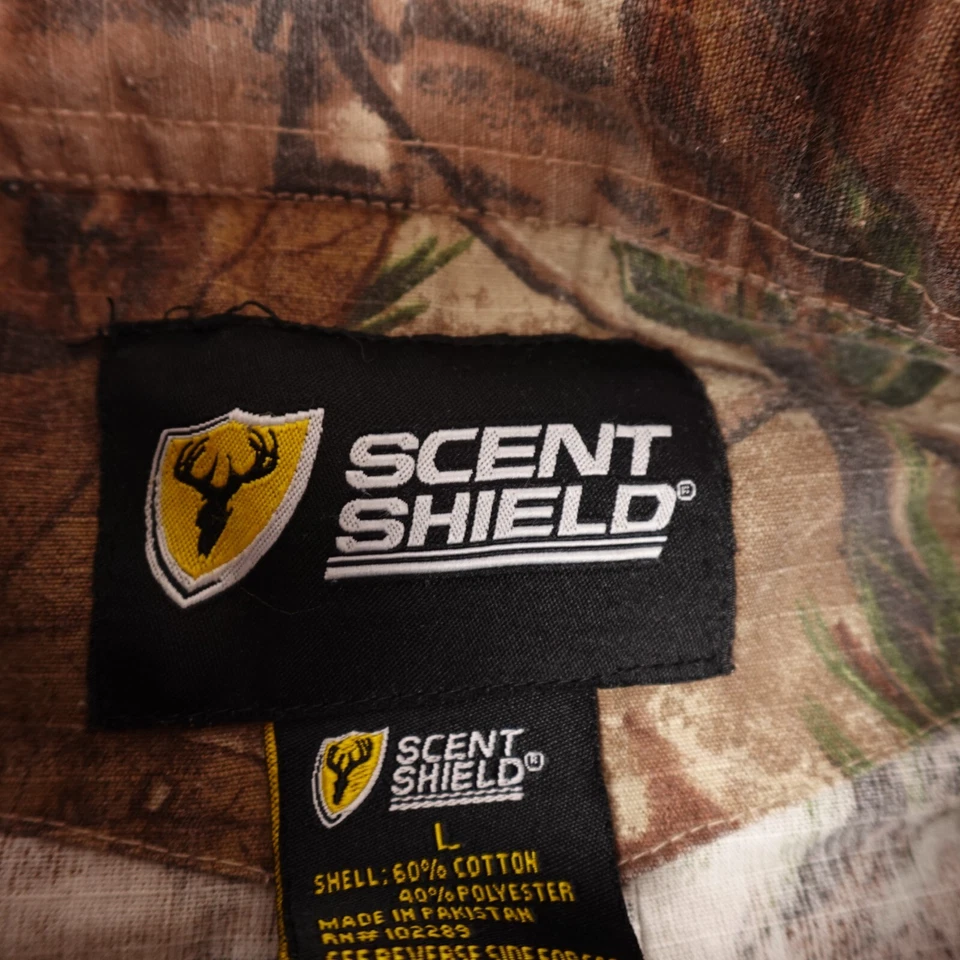 Scent ShieldShirt Mens Large Green Brown Camo Woodland System One Recon Hunting - Image 2 of 4