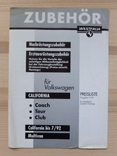 VW T4 CALIFORNIA MULTIVAN WESTFALIA Wohnmobil PREISLISTE von 1994 Prospekt