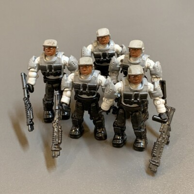 #ad Lot 5 Halo Mega Construx Spartan BLOKS 97519 Grey Battleground Sergeant figure $14.24