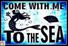 MERMAID SIGN USA MADE 8"X12" TIKI BAR MARGARITAVILLE LUAU WELCOME BEACH DECOR