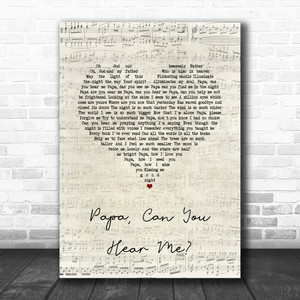 Papa Can You Hear Me Script Heart Song Lyric Quote Music Print Ebay