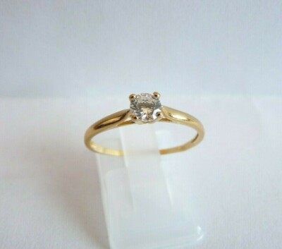 Silberring 925 Silber - Solitärring mit CZ, vergoldet, Gr. 44 bis Gr. 66