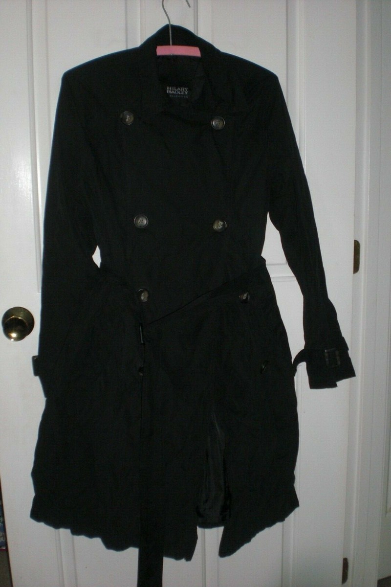 Ladies Hilary Radley Black Lined Trench Coat Size