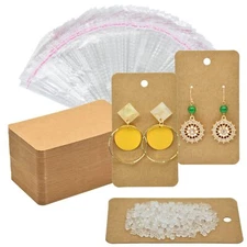 Earring Card Holder Set 100Pcs Kraft Paper Earring Display Cards 100 Pairs Cl...