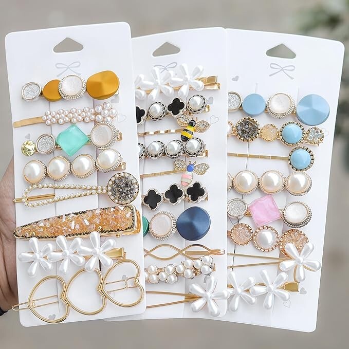 Annacreations Korean Fashion Style Pearl Rhinestone Metal Hair Clips Hair Pin