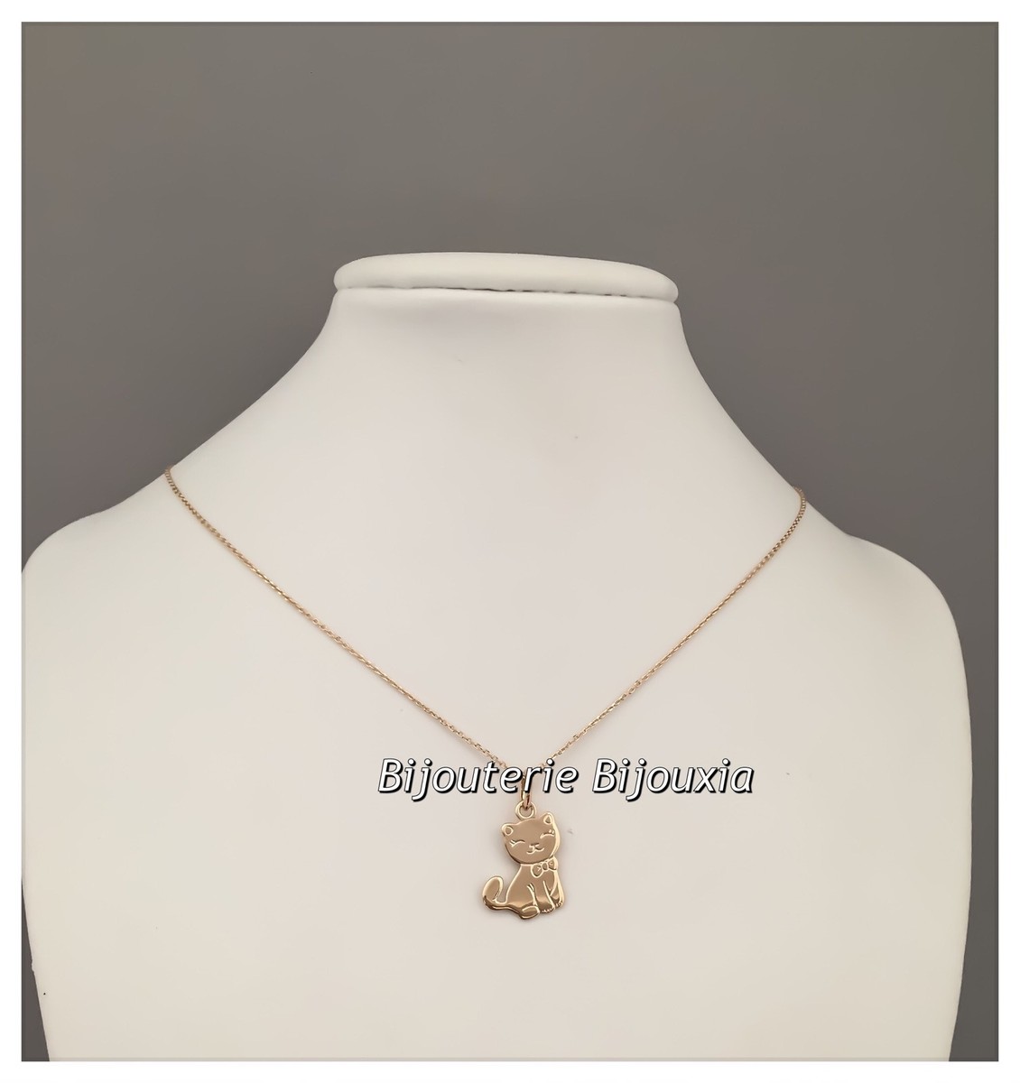Collier Doré Avec Pendentif Chat Multicolore - Neuf Sans Emballage - Métal Sans Nickel
