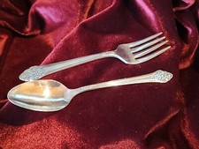 Vtg 1881 Roger's ONEIDA Baby Spoon Fork Sweet Floral Pattern 31