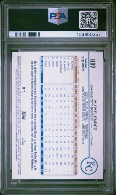 2024 Topps: Holiday Silver Glitter #H89 MJ Melendez Kansas City Royals PSA 9 - Image 2 of 2