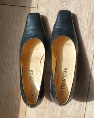 Peter Kaiser Black Leather Slip On Court Shoes Leather Sole Size 8/9