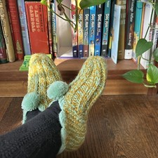 Vintage Hand Knit Women's Slippers Booties. New. Never Worn.