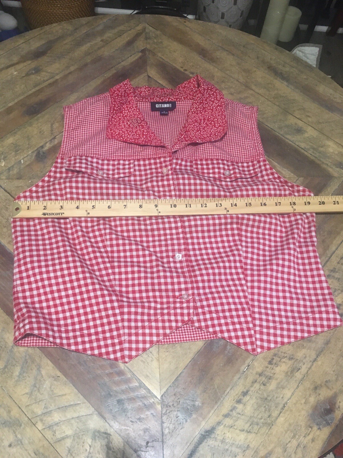 Vintage Gitano Gingham Button Down Top - image 5