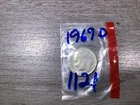 1969 D Roosevelt 90% Silver Dime Coin from Denver Mint still in Mint Cello 1121t