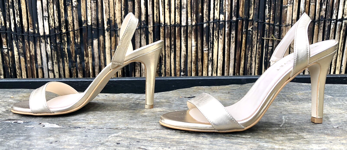 Mint Velvet Heeled Sandals 'AMARA' GOLD 100% Leather (39 UK