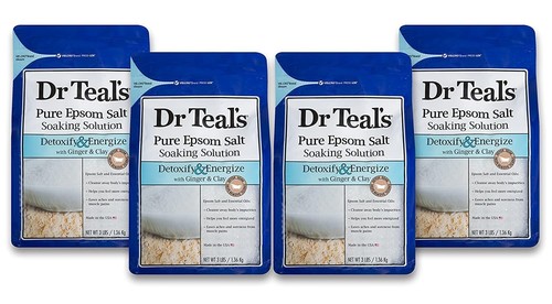 Ginger & Clay Detox Bath Soak Set - 4 Pack, 3lbs Each - Therapeutic Epsom Salt - Picture 2 of 4