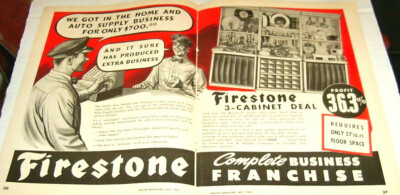1951 FIRESTONE COMPLETE BUSINESS FRANCHISE ORIGINAL AD