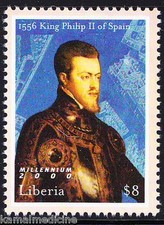 Liberia 2000 MNH, King Philip II of Spain also King of England, Ireland  