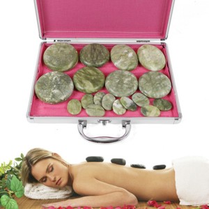 16Pcs Hot Massage Stones Kit Natural Jade Heated Warmer SPA Heating Rock Therapy