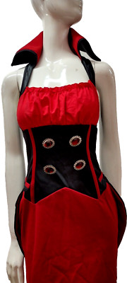 Vampire Red Black Goth Petite Dress Dracula Collar COSTUME RED Dress Size P S/M