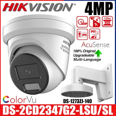Hikvision DS-2CD2347G2-LSU/SL ColorVu 4MP ColorVu POE IP Kamera + Wandhalterung