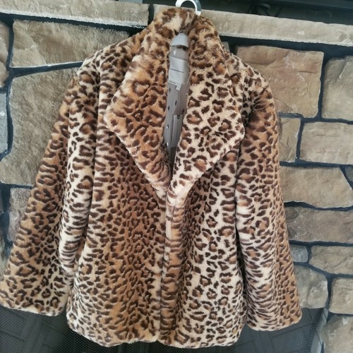 soft Faux Fur Jacket Coat Leopart print 