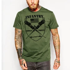Military T-Shirt Army Navy Machine Gunner Sniper Paratrooper Infantry