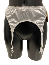 Gracya White Satin Suspender Belt 10 - 12 Medium Bridalwear plain smooth Lucy