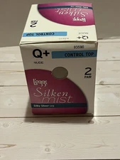 NEW Leggs Silken Mist Silky Sheer Leg control top pantyhose size Q+ Nude 2 pair