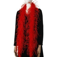 Red Ostrich Feather Boa 2 Yards 1 Ply Long for Party Home Decor Craft Sewing