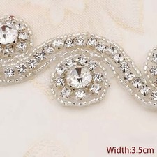 1 Yard 3.5cm Garniture Autocollante Strass Perles DIY Couture