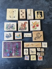23 x Wooden Rubber Animal Butterfly Wildlife Stamp Stamps Crafting Card Making 